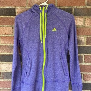 Adidas purple and green zip up